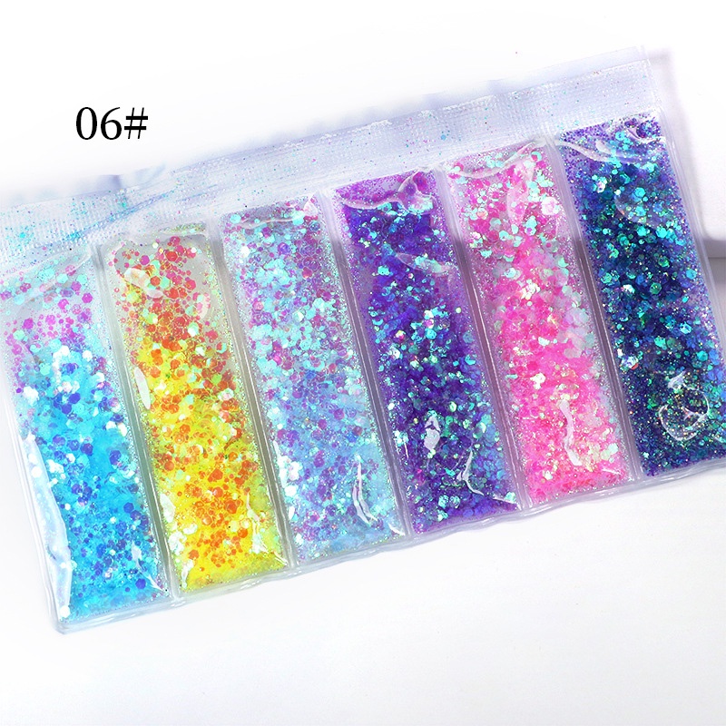 Hộp Kim Sa UR SUGAR 3D 6 Màu Trang Trí Móng Tay Nghệ Thuật