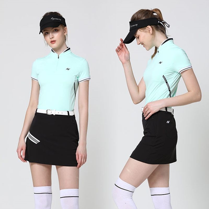 Áo váy Golf phụ nữ ngắn tay mùa hè , áo thun cổ đứng thời trang , áo thun khô nhanh