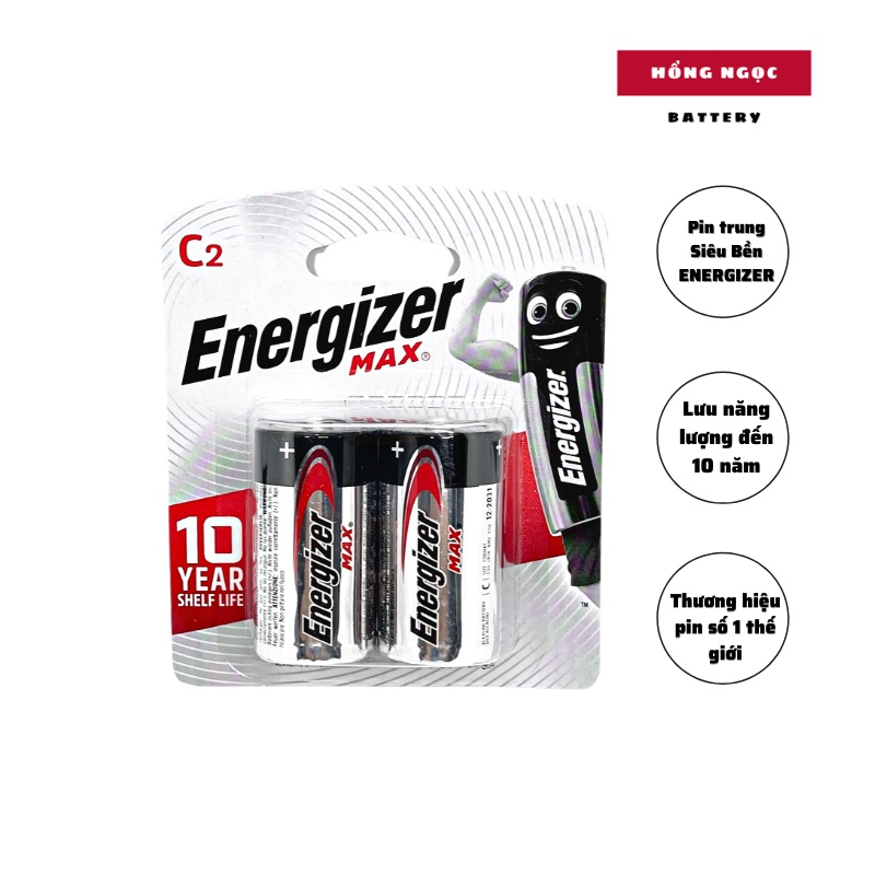 Vỉ 2 Viên pin Trung ( Pin C , LR14 , R14 ) 1,5V ENERGIZER MAX - Hàng chính hãng