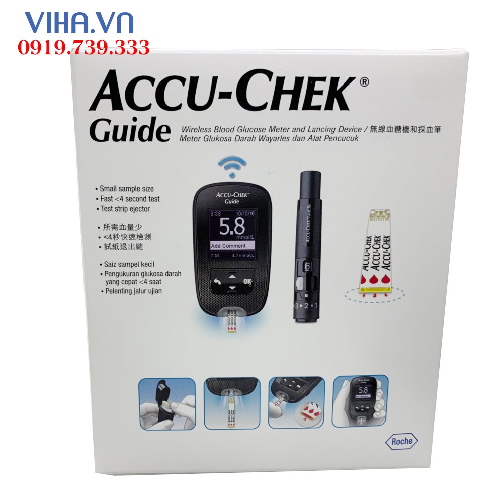 Máy đo đường huyết Accu-Chek Guide mmol/dl ( Tặng 25 que thử + 25 kim lấy máu)