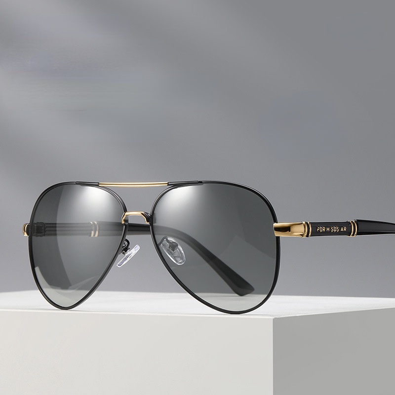 Kính Mát Phân Cực Gọng Kim Loại Thời Trang Cho Nam