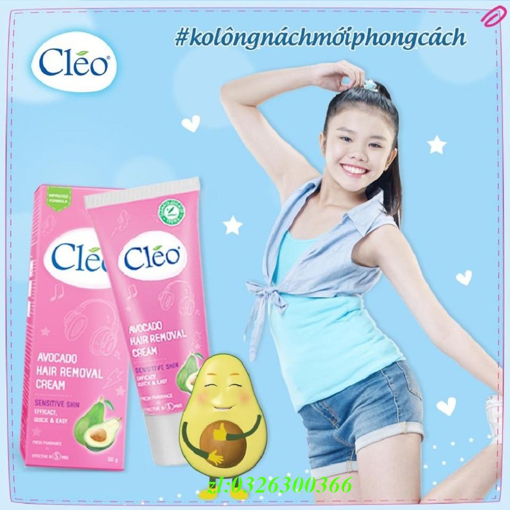 Kem Tẩy Lông 50g Cleo Cho Da Nhạy Cảm  Avocado Hair Removal Cream Sensitive Skin