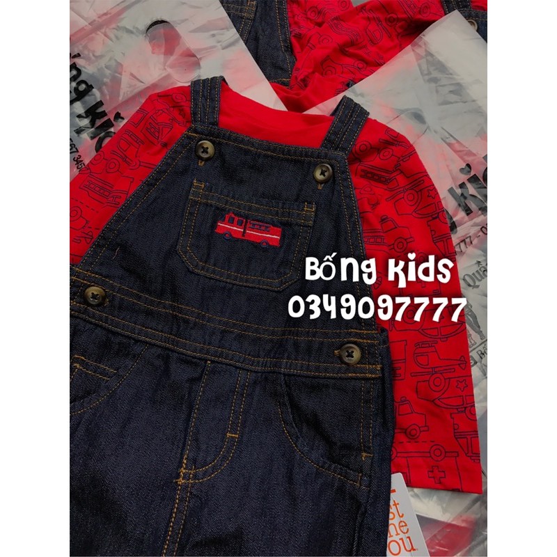 Set Quần Yếm Bé Trai Ô Tô Denim Đỏ C@rters