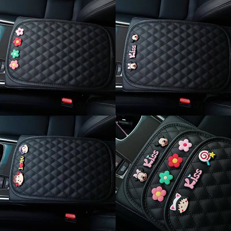 Creative Cute Car Central Armrest Box Mat Universal Car Cartoon Decorative Leather Car Women's Gloves tKYJ