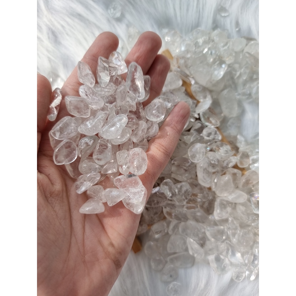 Vụn đá thach anh Trắng (Clear Quartz) làm Grid, thanh tẩy trong Tarot, Reiki, thiền định, phong thủy