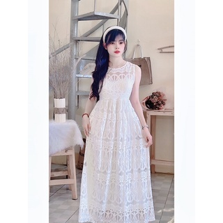 Đầm maxi ren dày dặn