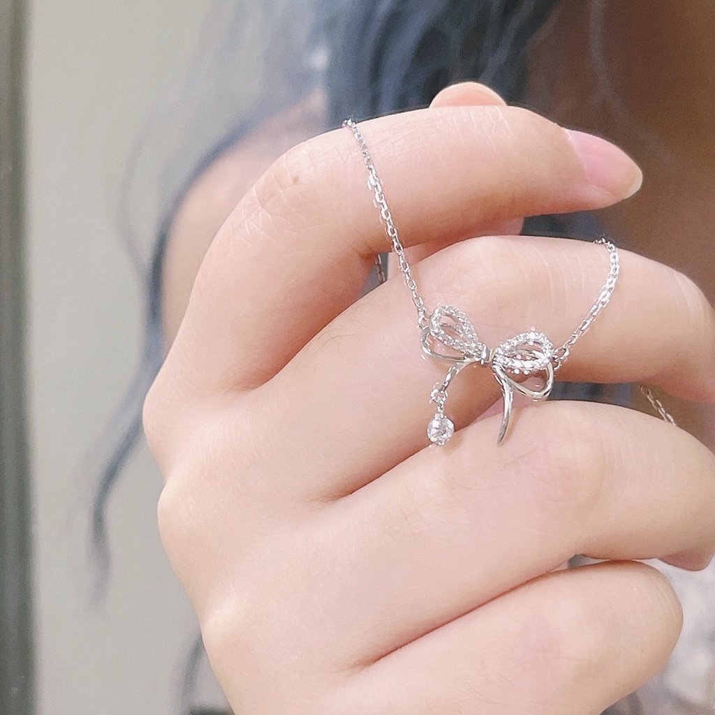 Vòng Cổ Mặt Nơ Đính Đá Sang Trọng Phong Cách Xuân Hè Mới