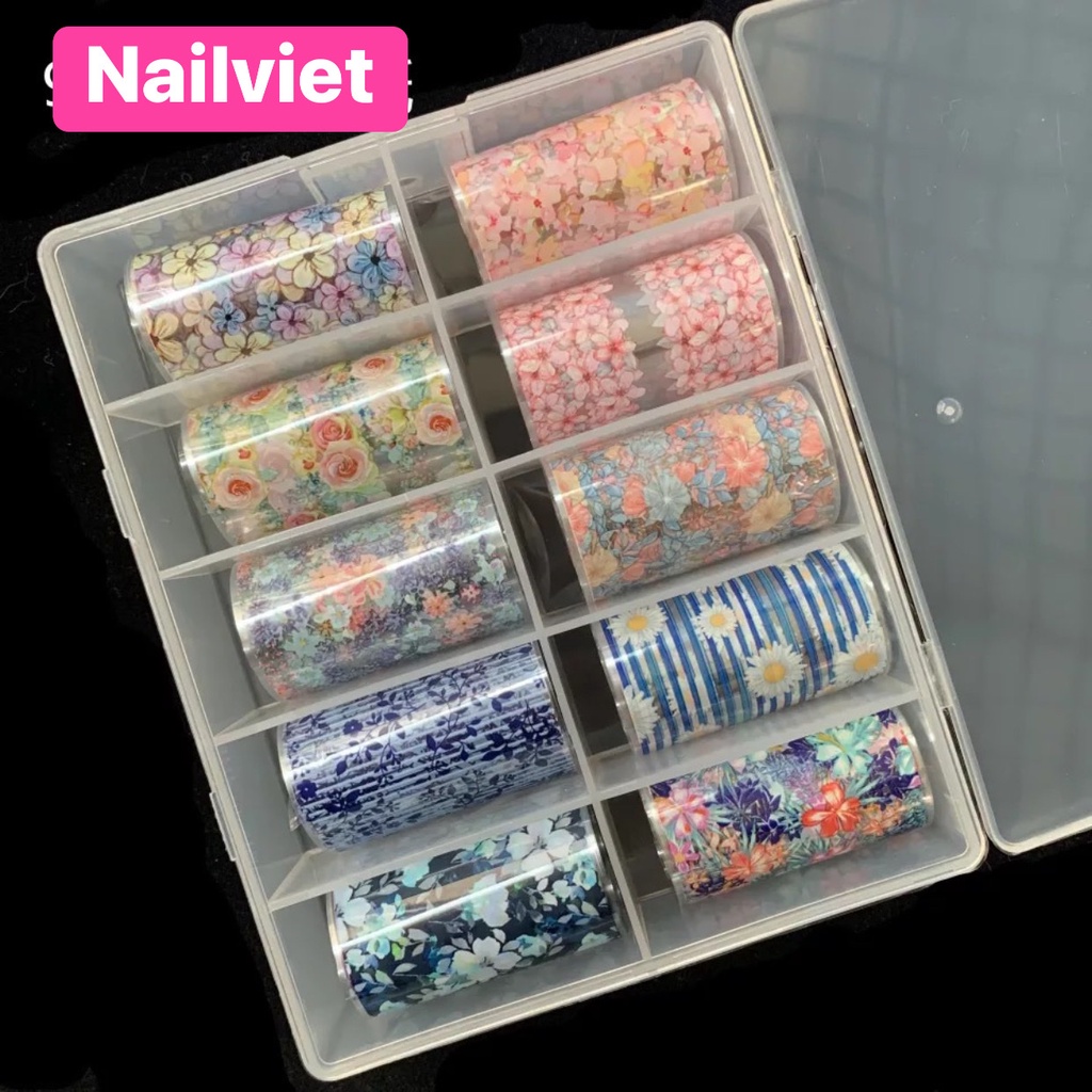 Foi thương hiệu,foi báo,foi hoa, foi dán móng khay 10 ô