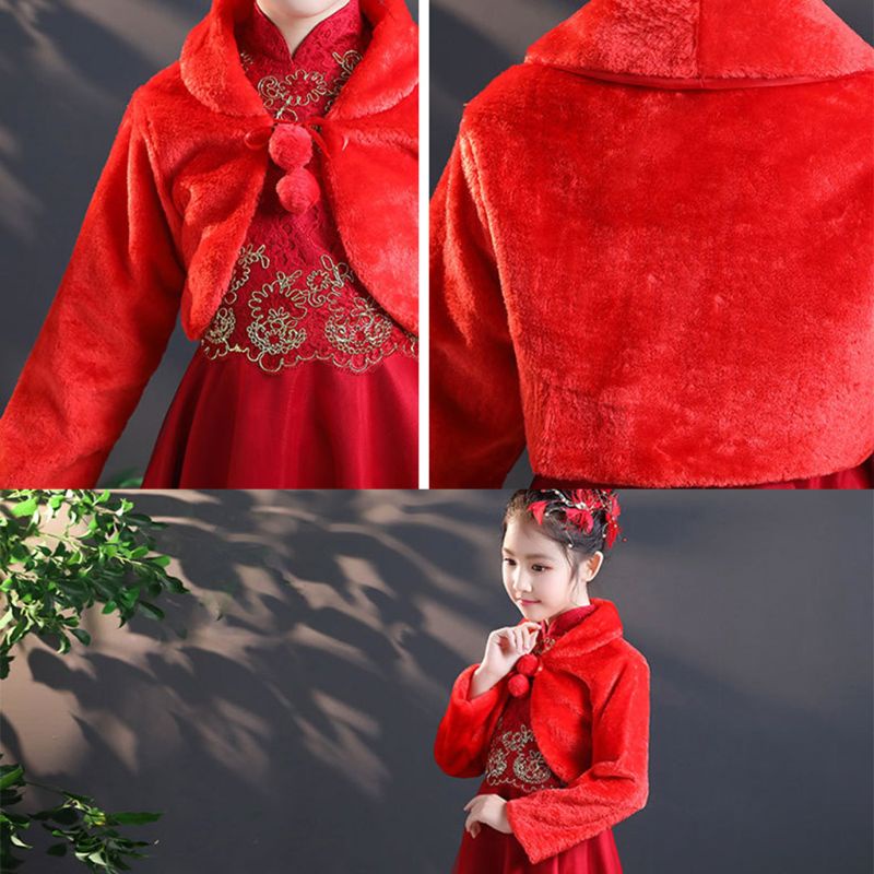 Xiangbao Khăn Choàng Bông Dày Tay Dài Phong Cách Công Chúa Bolero Shrug Ca
