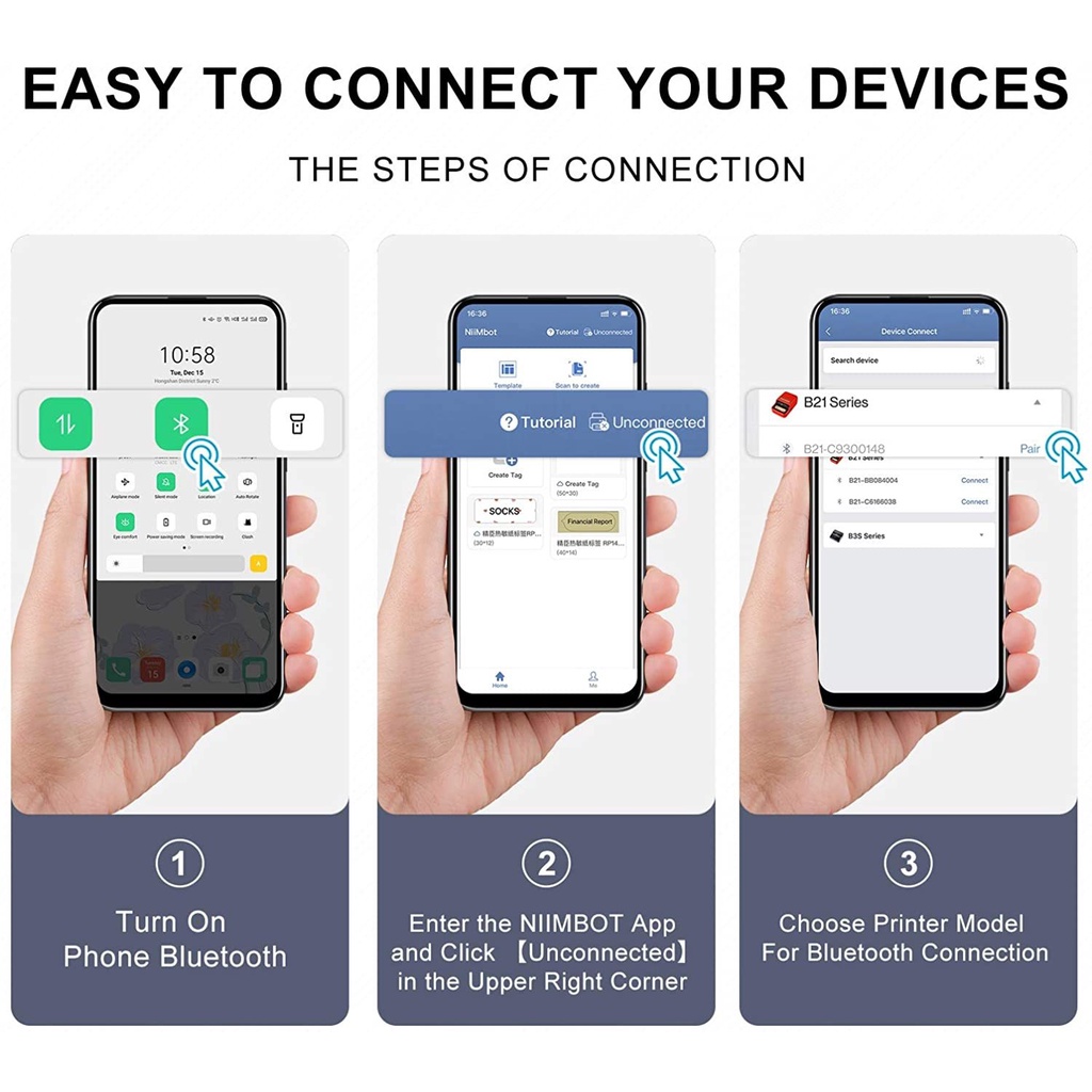 Máy in nhãn nhiệt/ Cuộn miếng dán nhãn NIIMBOT B21 không sử dụng mực không dây nhỏ gọn dùng tại nhà văn phòng