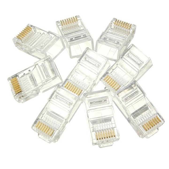 Hộp 100 Đầu Mạng Rj45 Nhựa Ampix (Trắng)