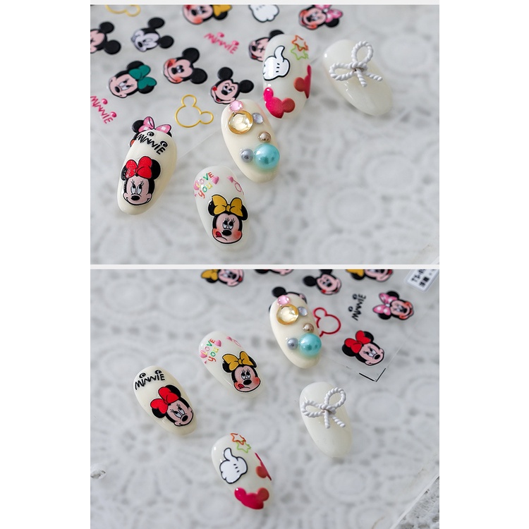 Miếng Dán Trang Trí Móng Tay In Nổi Hình Chuột Mickey Dễ Thương TS896