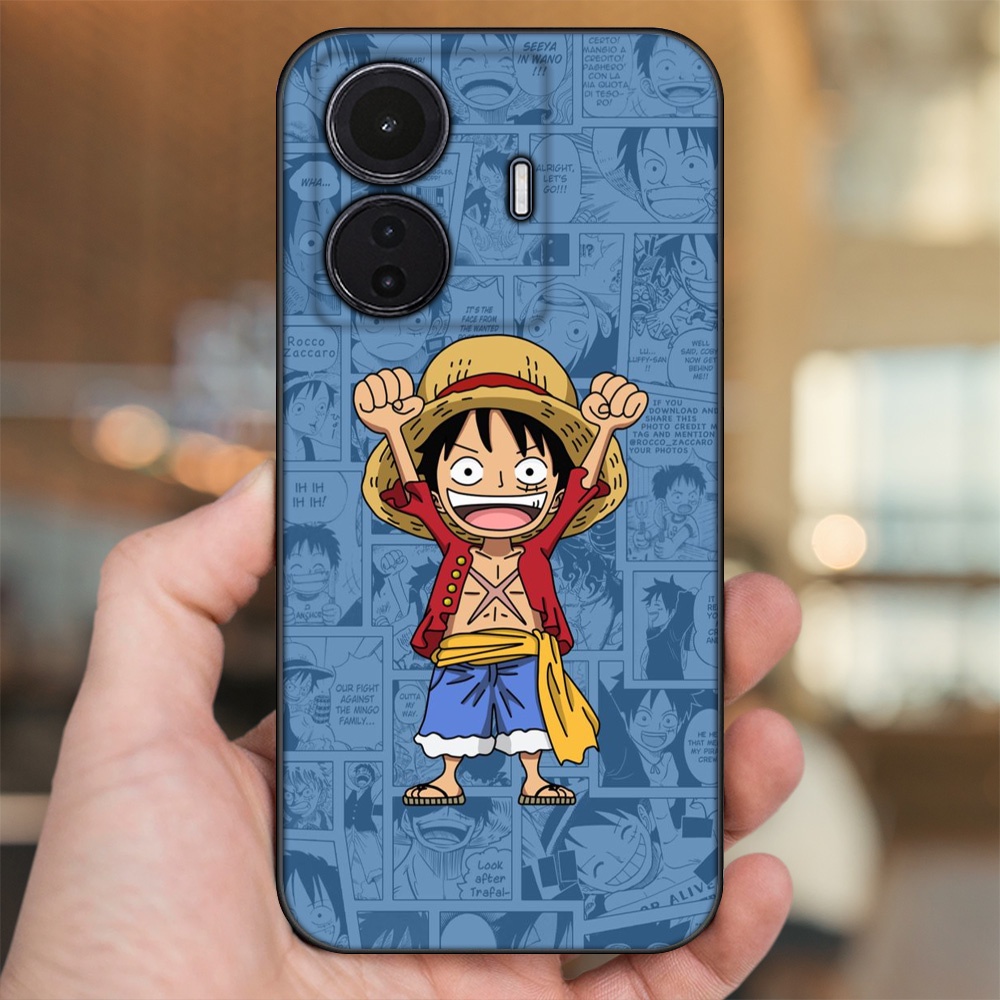 Ốp lưng Vivo T1 5G viền đen in hình Luffy One Piece