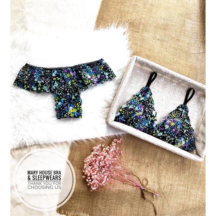 Bộ bralette ren mút ngực quần lưng thun Mary House Bra & Sleepwears