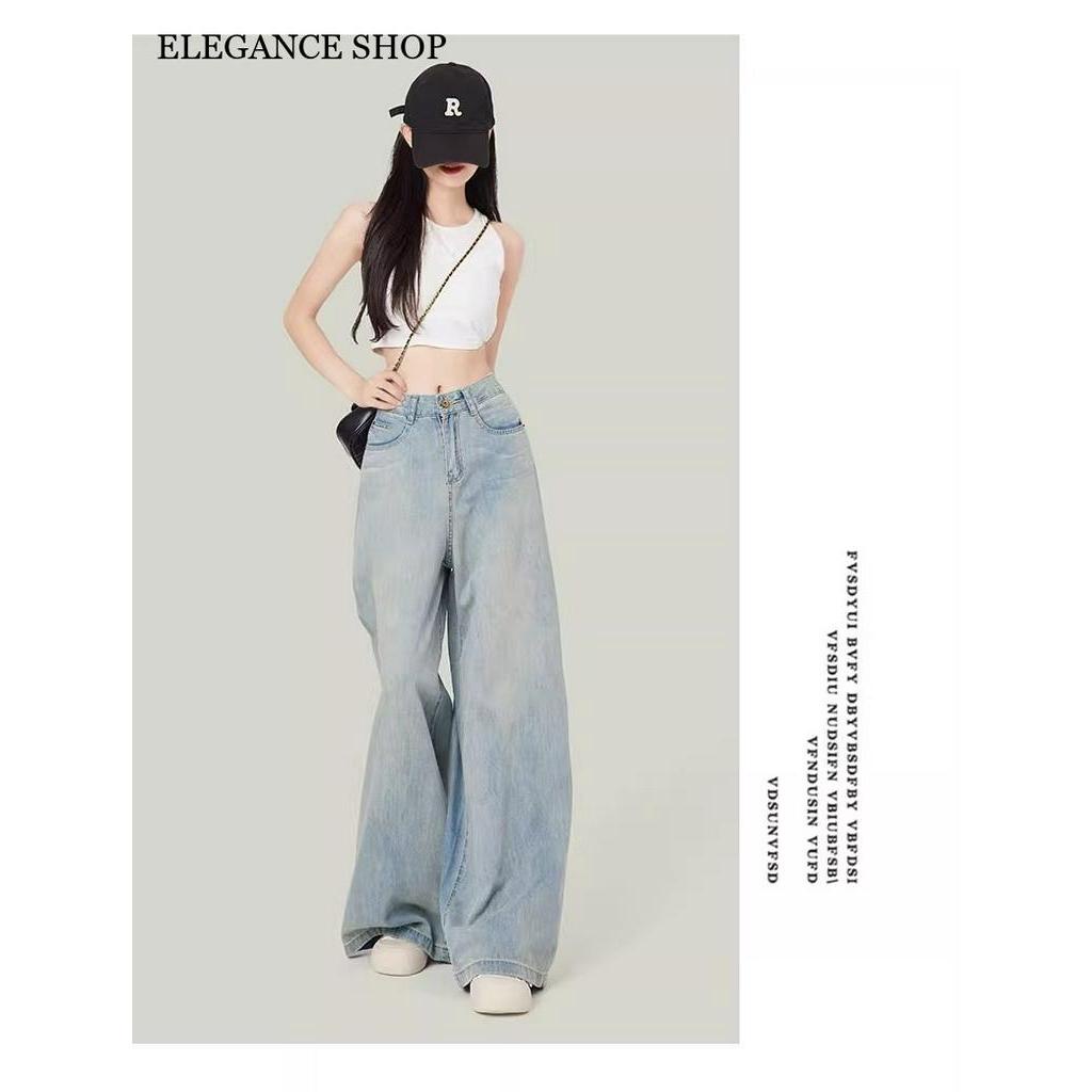ELEGANCE SHOP quần ống rộng quần nữ jean Trendy Fashion Stylish Vintage WNK2392CWU 42Z231021