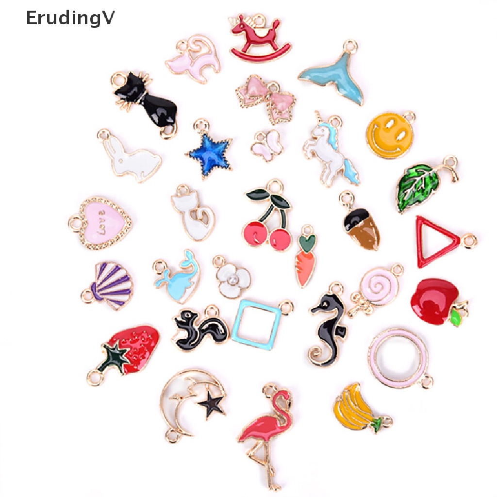 Bộ 30 Mặt Dây Chuyền Hình Động Vật / Trái Cây / Ngôi Sao / Trái Cây Tráng Men Dùng Làm Trang Sức Thủ Công DIY