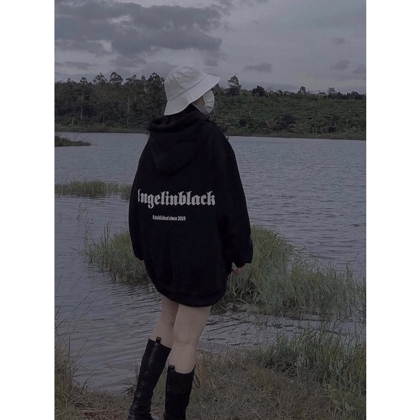 Áo hoodie cotton Black 2 mặt aht559