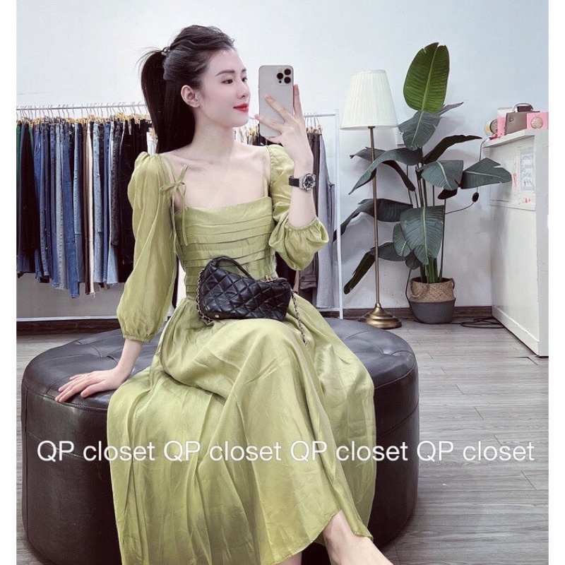 Set Tiểu Thư Váy 2 Dây Kèm Áo Khoác Ngoài Màu Xanh