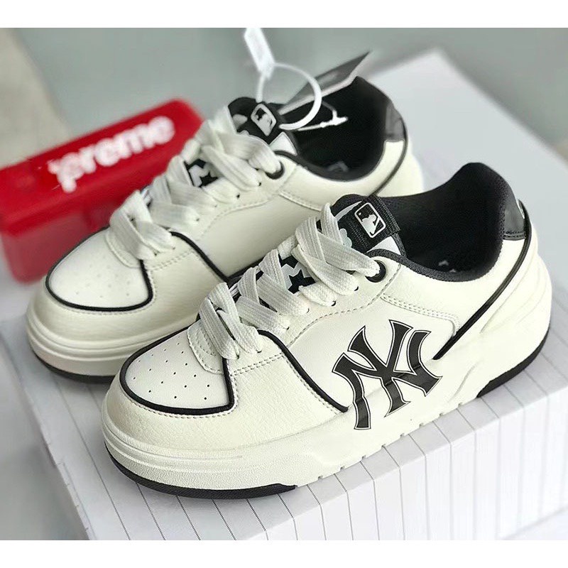Giày MLB Chunky Liner White Black New York Yankees, Giày Thể Thao Nam Nữ MLB NY Đủ 3 Màu Đế Tăng Chiều Cao 5cm