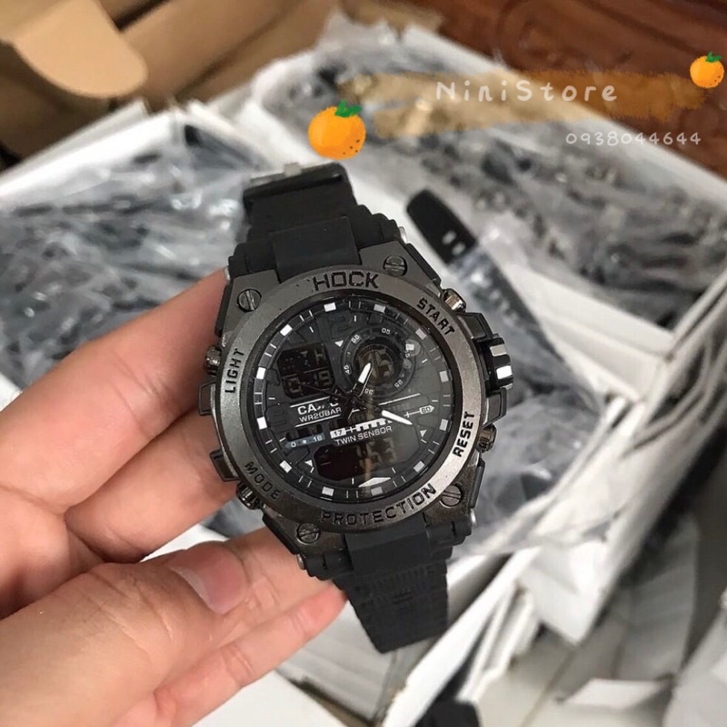 Đồng hồ nam LIMITED viền thép hai màu, dây nhựa đen thể thao năng động