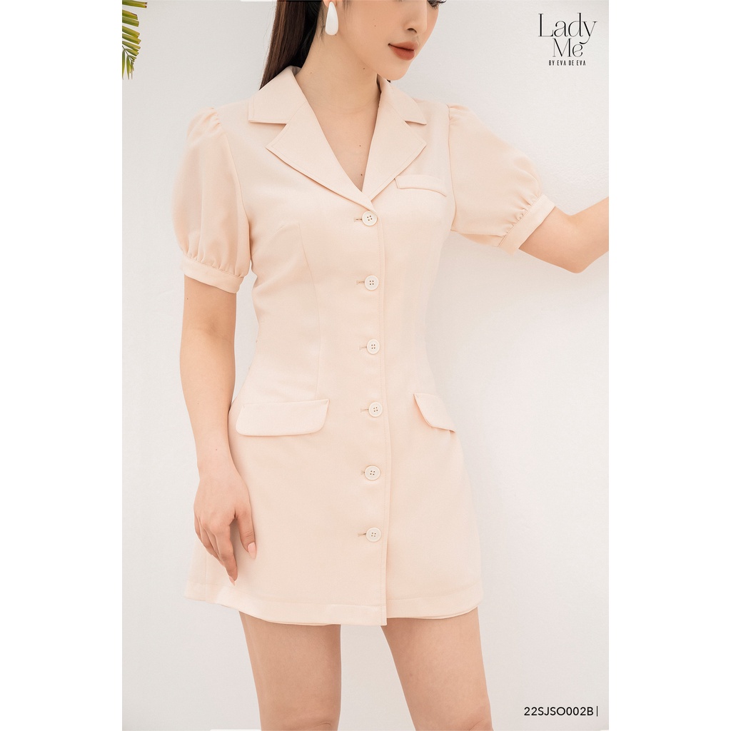 Jumpsuit nữ ngắn tay bồng cổ vest LADY ME by Eva de Eva 22SJSO002B