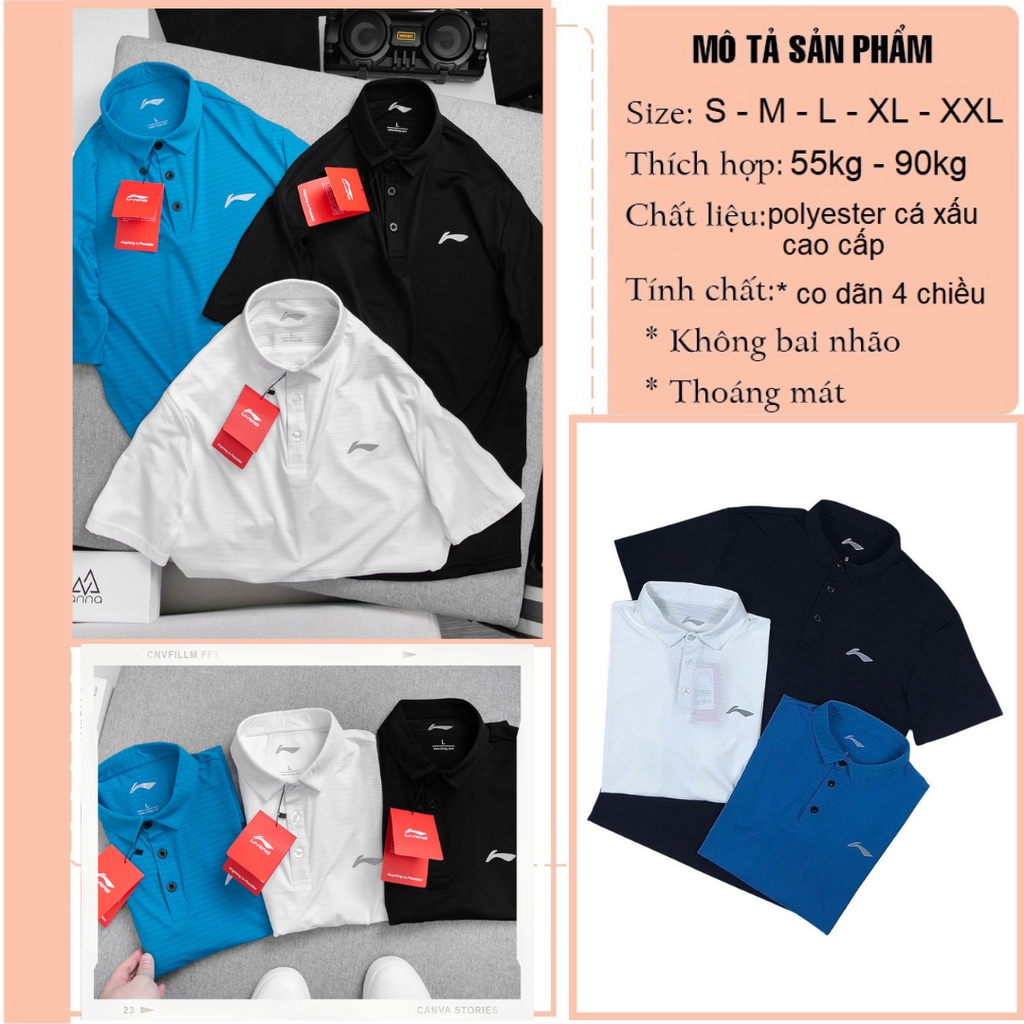 Áo polo nam cao cấp LINING , áo thun nam thê thao xuất dư có hóa đơn