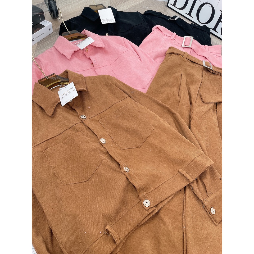 [ 𝐅𝐑𝐄𝐄 𝐒𝐇𝐈𝐏 ] SET BỘ NHUNG TĂM 4 MÓN ÁO QUÂY NỮ