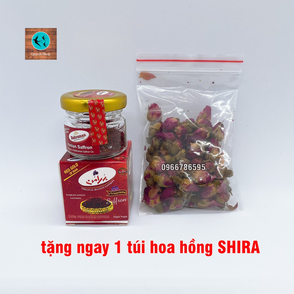 Saffron Bahraman I Nhụy Hoa Nghệ Tây Chuẩn Loại 1 (Super negin) Tặng Túi Hoa Hồng Shira