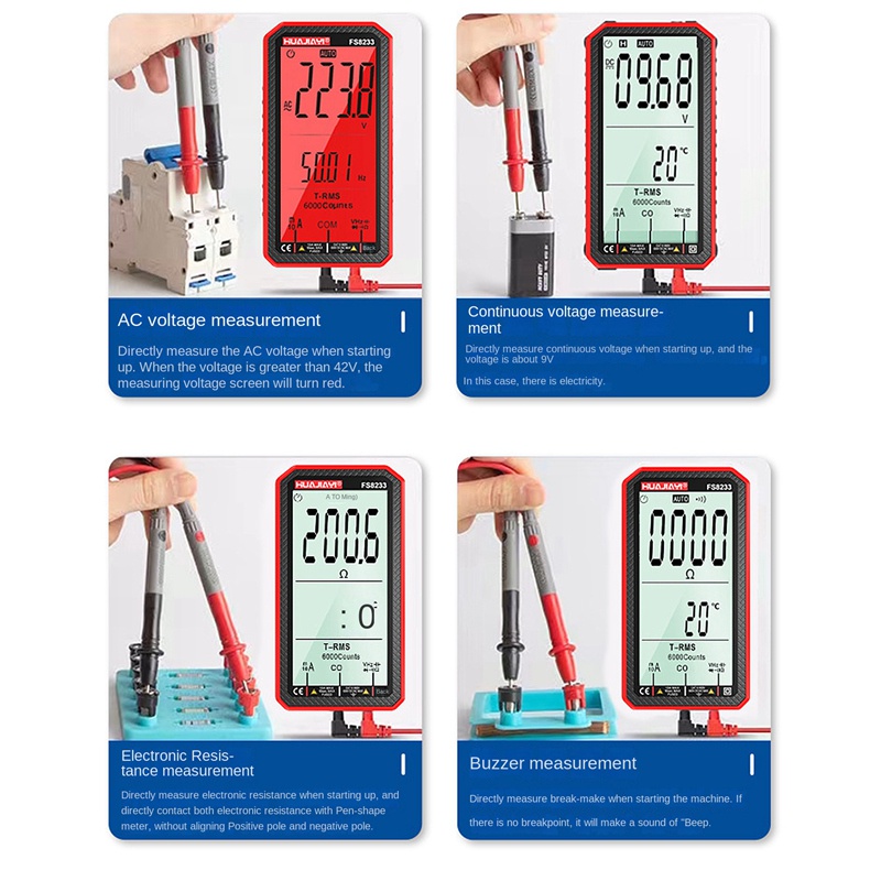 Đồng Hồ Vạn Năng Kỹ Thuật Số Thông Minh HUAJIAYI FS8233 Đếm 6000 True RMS