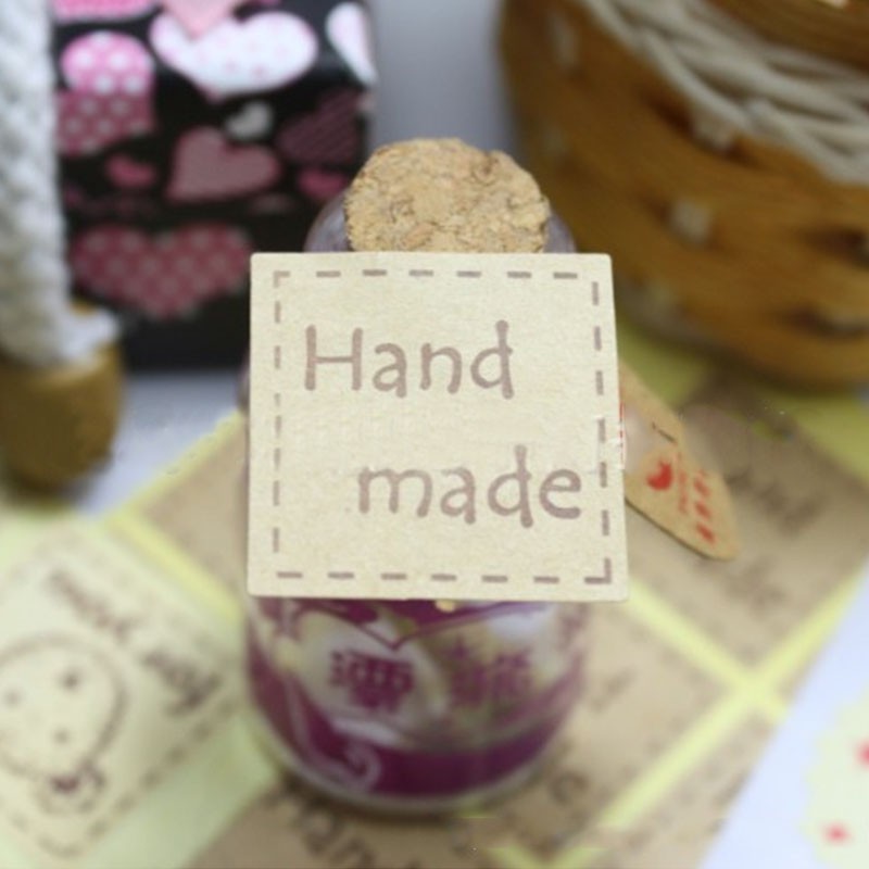 Bộ 100 miếng giấy ghi chữ HANDMADE trang trí vật dụng