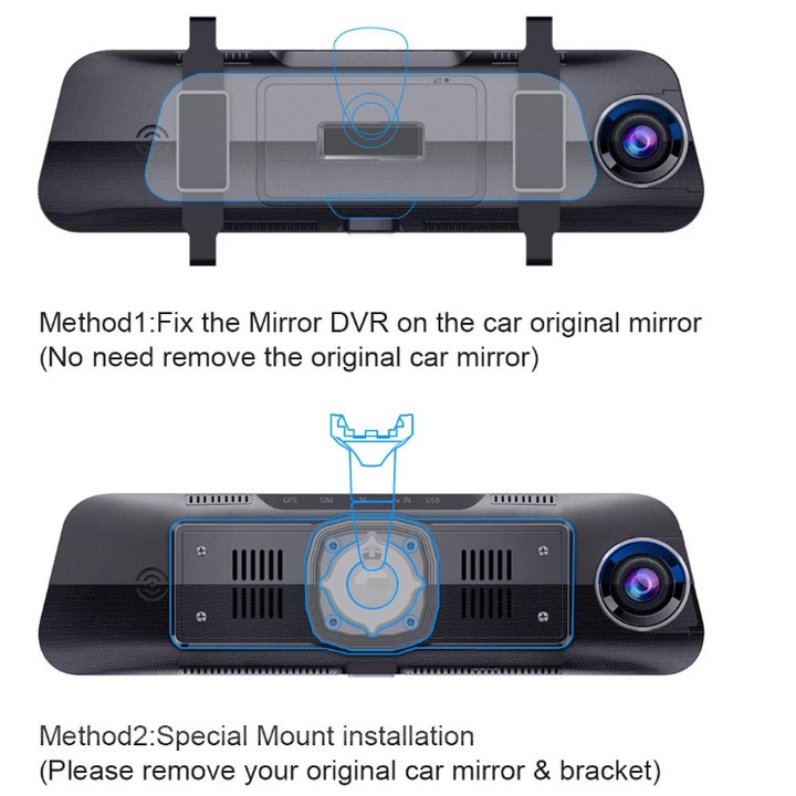 Camera hành trình gương ô tô nhãn hiệu Phisung Z55 tích hợp 4G, Wifi, màn hình cảm ứng 10 inch | BigBuy360 - bigbuy360.vn