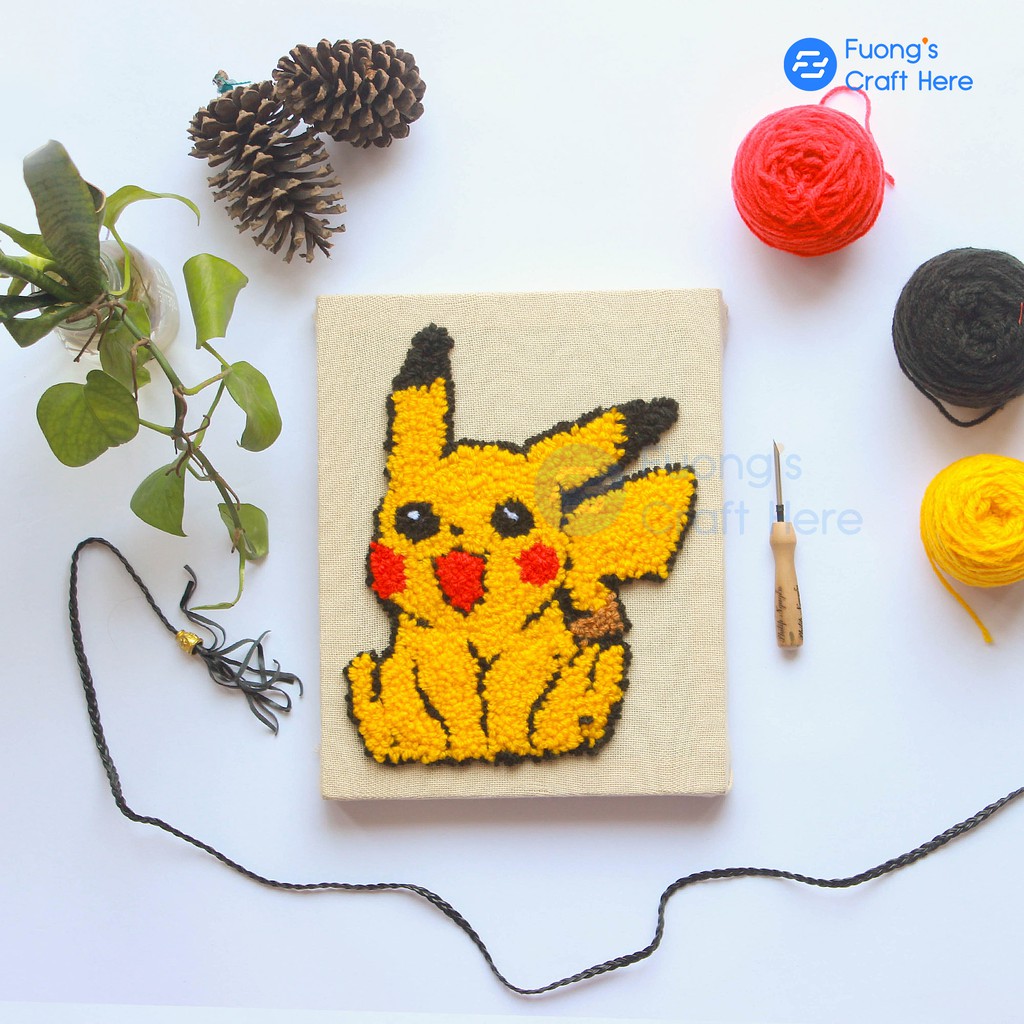 Kim Thêu Nổi Thêu Xù Punch Needle Dùng 1 Sợi Len Đan Móc  Chuôi Gỗ Dành Cho Người Mới Bắt Đầu