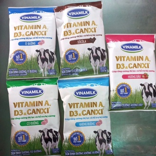 Sữa túi Vinamilk có đường, không đường, ít đường, socola, dâu