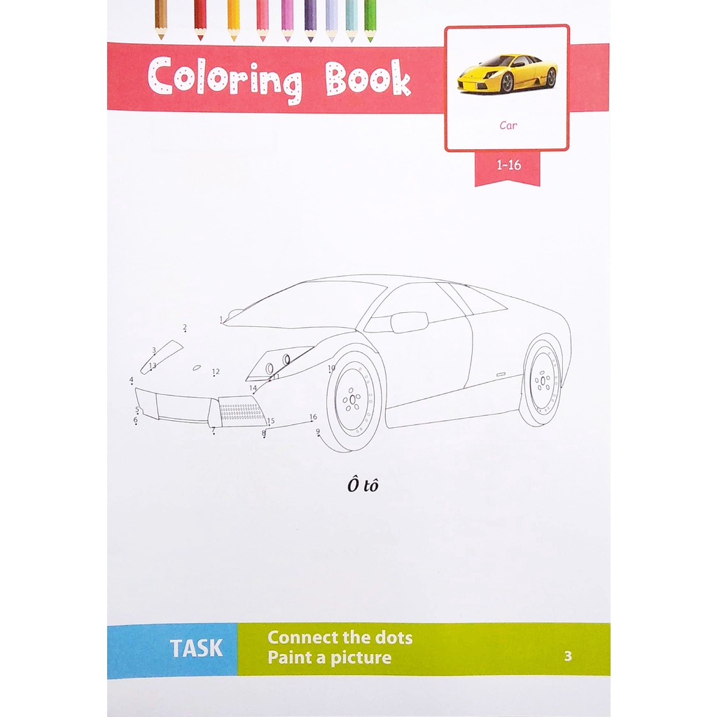 Sách Dot To Dot Coloring Book - Nối Số &amp; Tô Màu - Phương Tiện Giao Thông