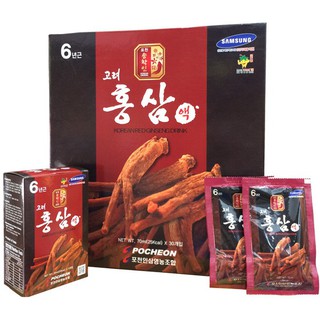 Nước hồng sâm 6 năm tuổi Korean Red Ginseng Pocheon hộp 30 gói x 70ml (Hàng chính hãng )