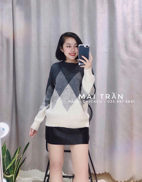 Áo len hoạ tiết trám