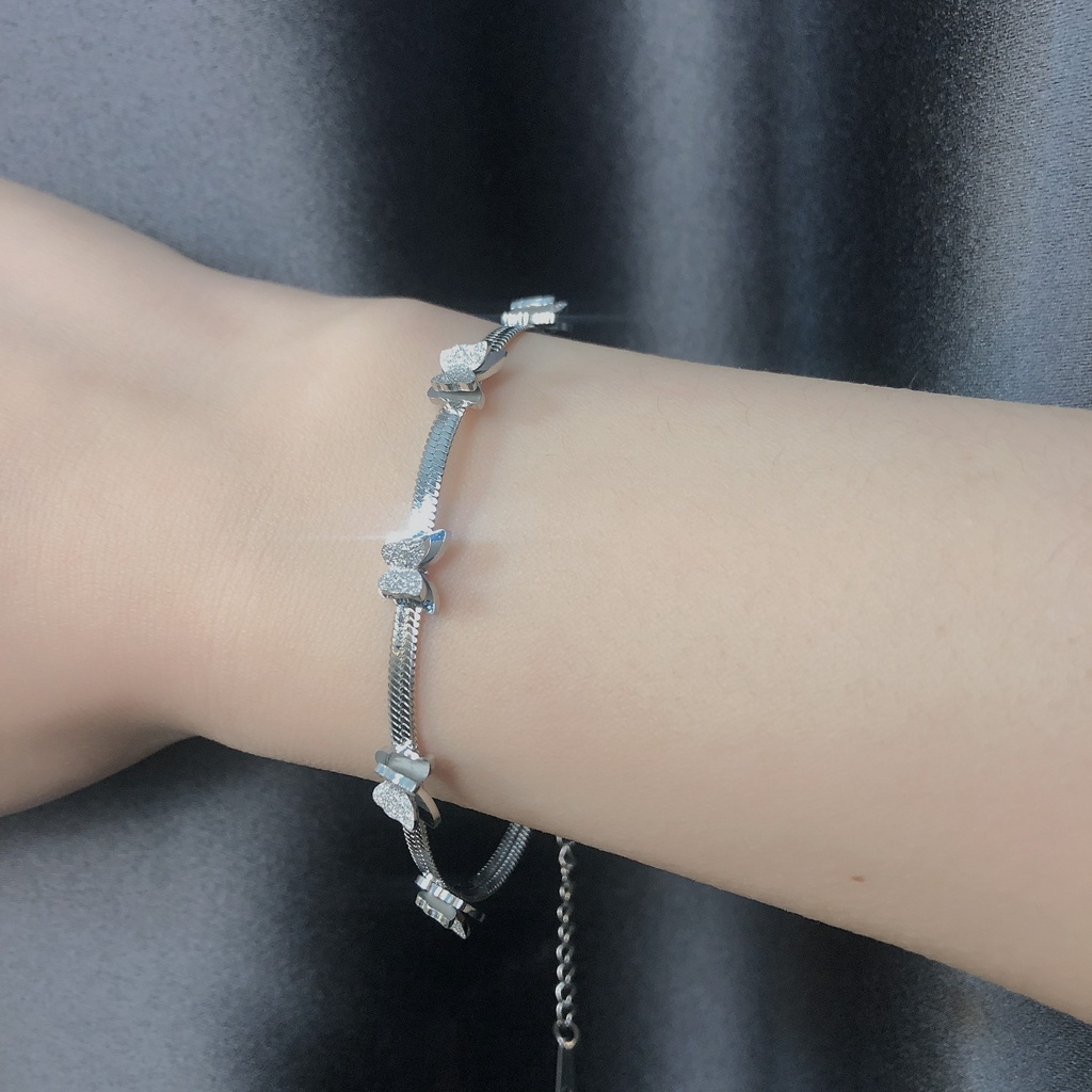 Vòng Tay Hai Lớp Bằng Thép Titan Cao Cấp Họa Tiết Bướm Nhiều Màu Thời Trang