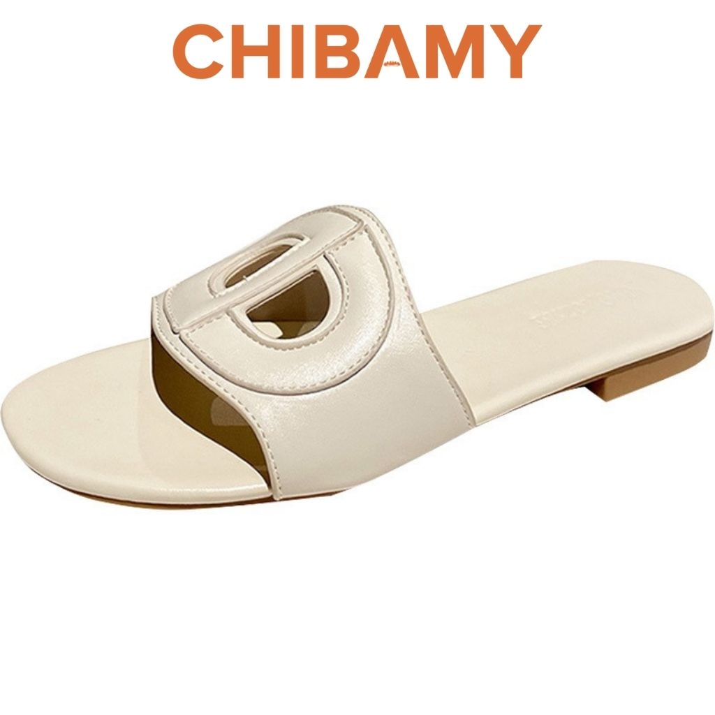 Dép lê nữ CD mới chất da mềm đế bệt