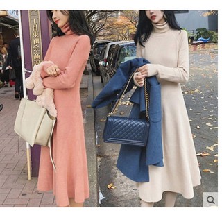 Váy len dáng dài cổ lọ siêu xinh 2021