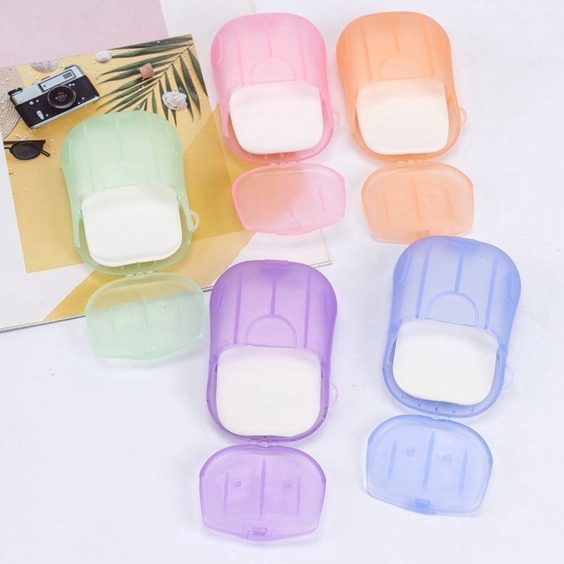 Hộp 20 Tờ Xà Phòng Giấy Rửa Tay Đa Năng Dùng Một Lần Màu Sắc Ngẫu Nhiên