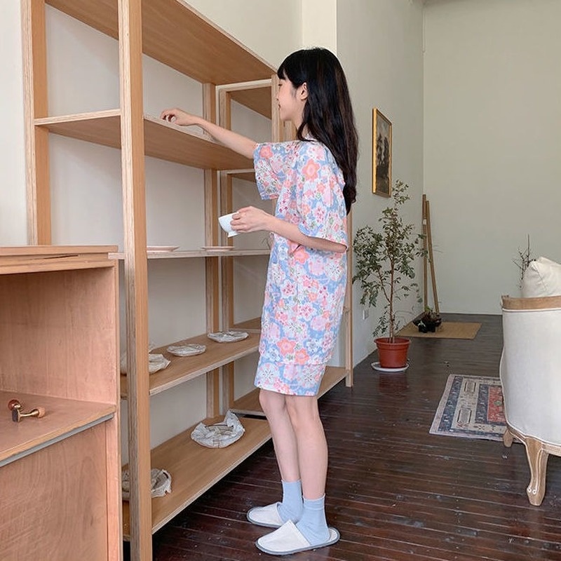 Set đồ ngủ dáng rộng kiểu kimono Nhật Hàn thời trang mùa hè cho nữ