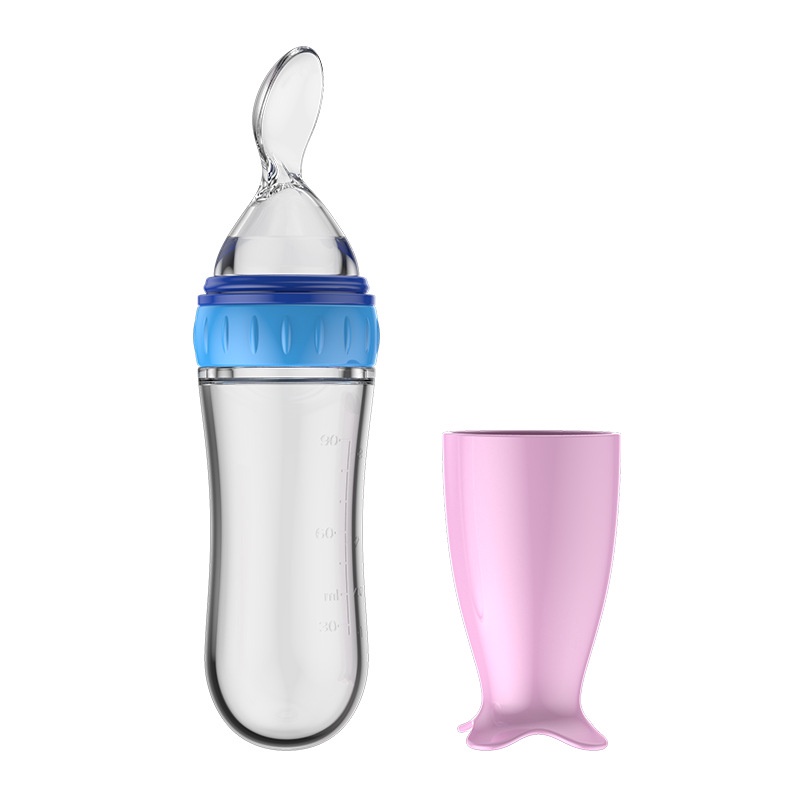 Bình Sữa Có Muỗng Đầu Silicon Mềm 90ml Cho Bé