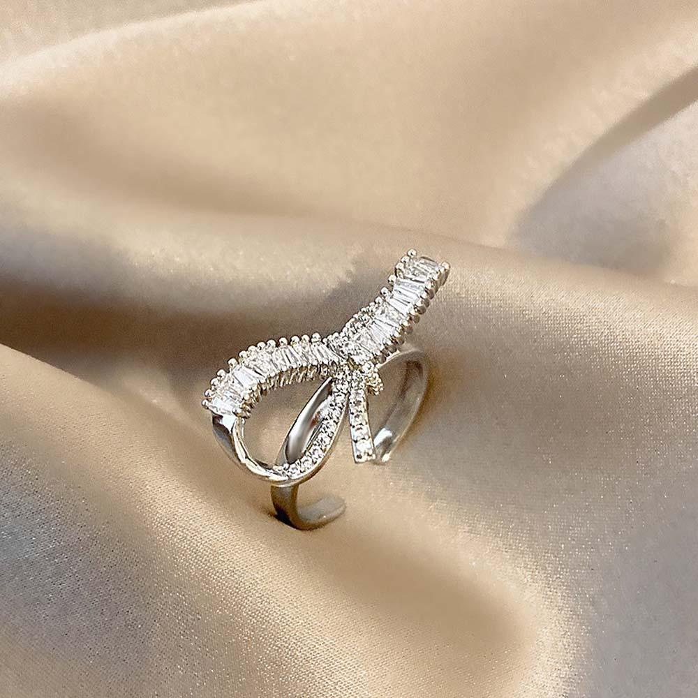 VANES1 Nhẫn Hở Đính Nơ Cỡ Lớn Thời Trang Cho Nữ