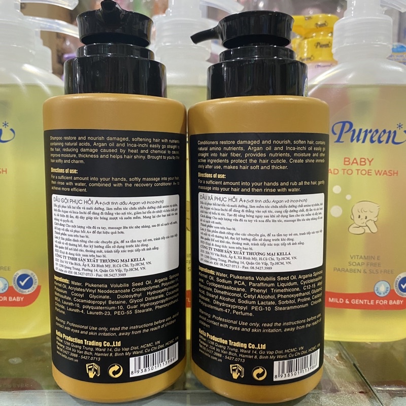 Bộ dầu gội dầu xả phục hồi Kella A+ Premium Inca Inchi 500ml x 2