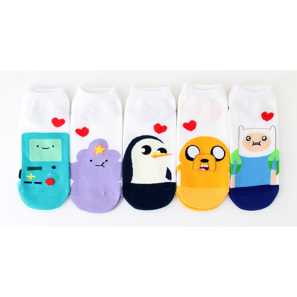 Vớ Ngắn Cổ Adventure Time Tất cổ thấp Dễ thương In hình hoạt hình cute Vớ nữ cổ ngắn Cotton