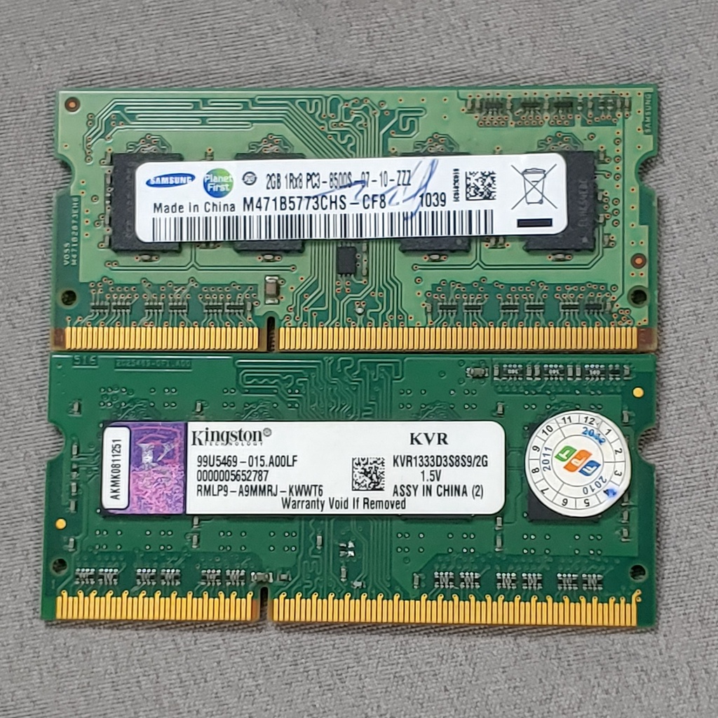 RAM Laptop 2GB PC3-8500s (DDR3 Bus 1066 MHz) hàng bóc máy đã qua sử dụng