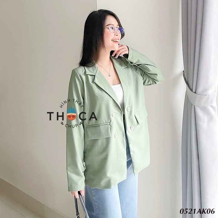 Blazer áo khoác vest xanh mint, nâu, đen túi nấp THOCA HOUSE thanh lịch, hiện đại nơi công sở, hằng ngày