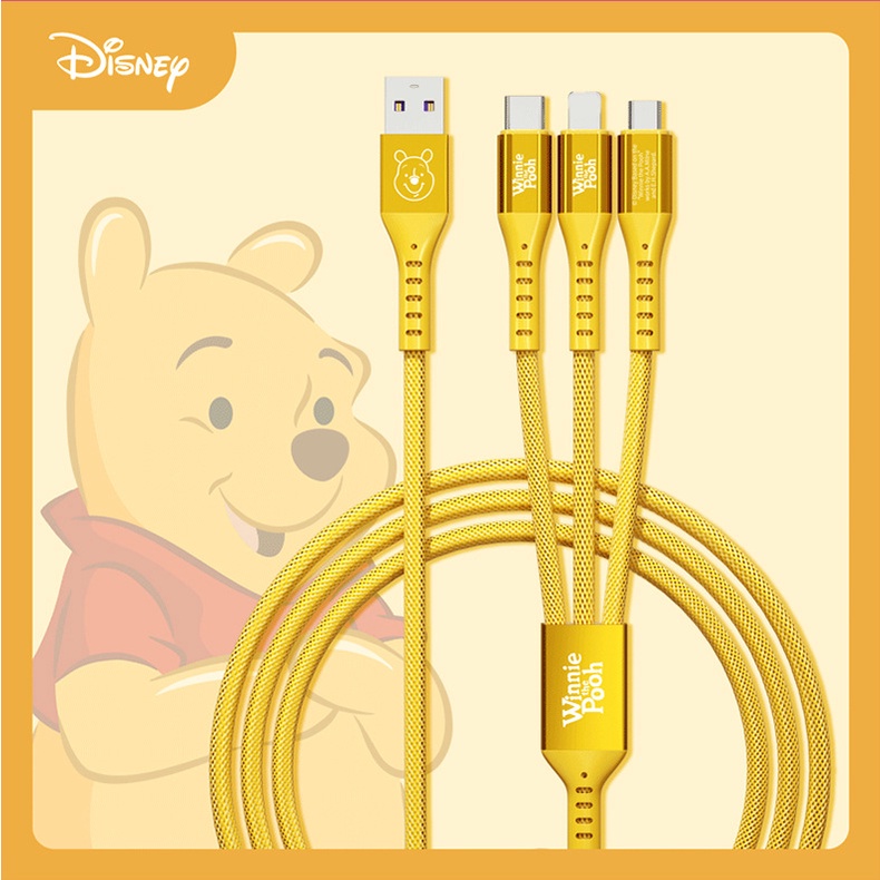 DISNEY Dây Cáp Sạc Usb Nhanh 6A 66W 3 Trong 1 Đa Cổng Micro Usb / Type-C / Cho Điện Thoại iP