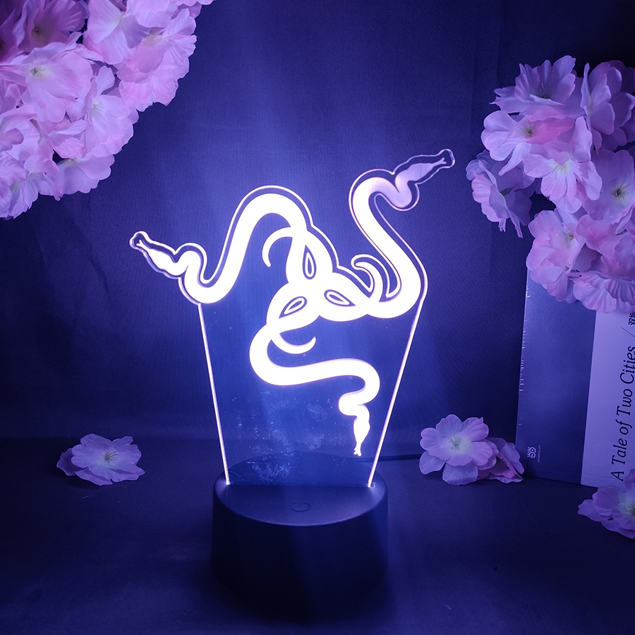 Đèn LED Cảm Biến Chiếu Hình Logo Game Razer 3D Độc Đáo