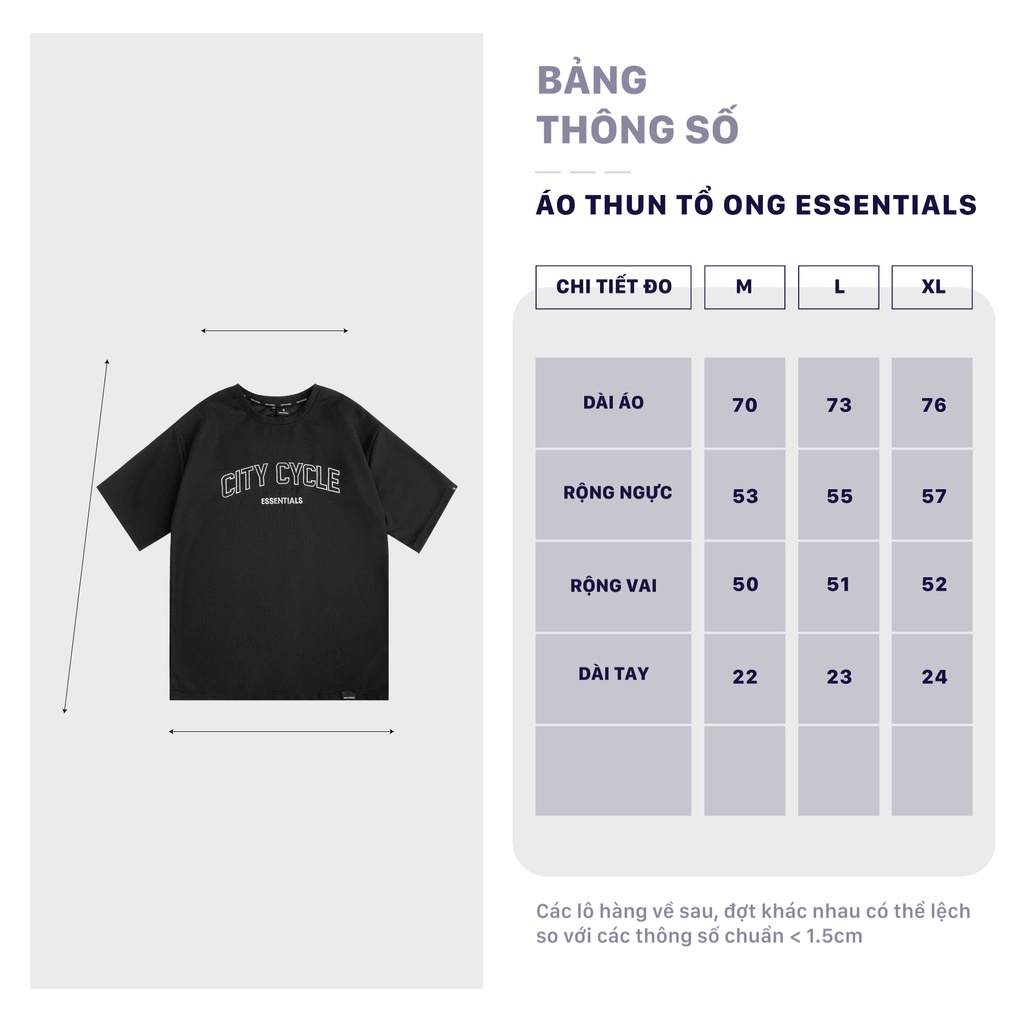 Áo thun local brand Essentials City Cycle unisex chất tổ ong form rộng
